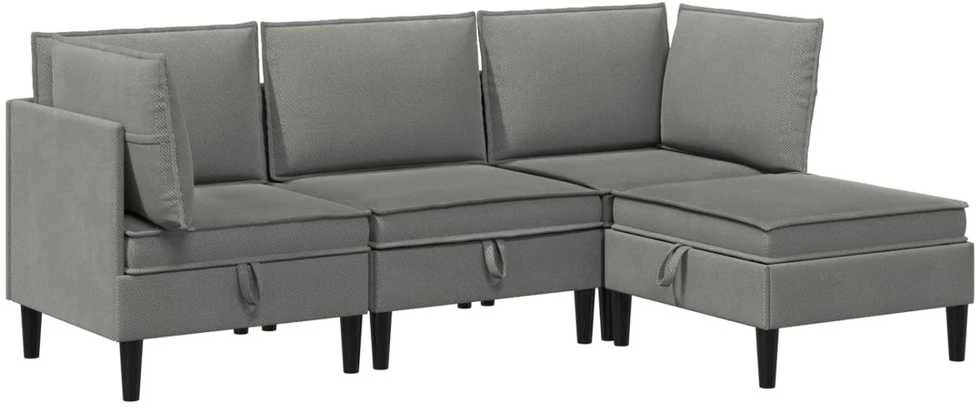 Sofa Svetainės baldų komplektas 4 vnt. Tamsiai pilka Audinys