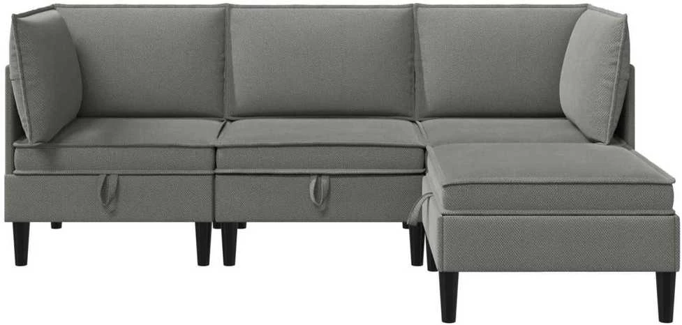 Sofa Svetainės baldų komplektas 4 vnt. Tamsiai pilka Audinys