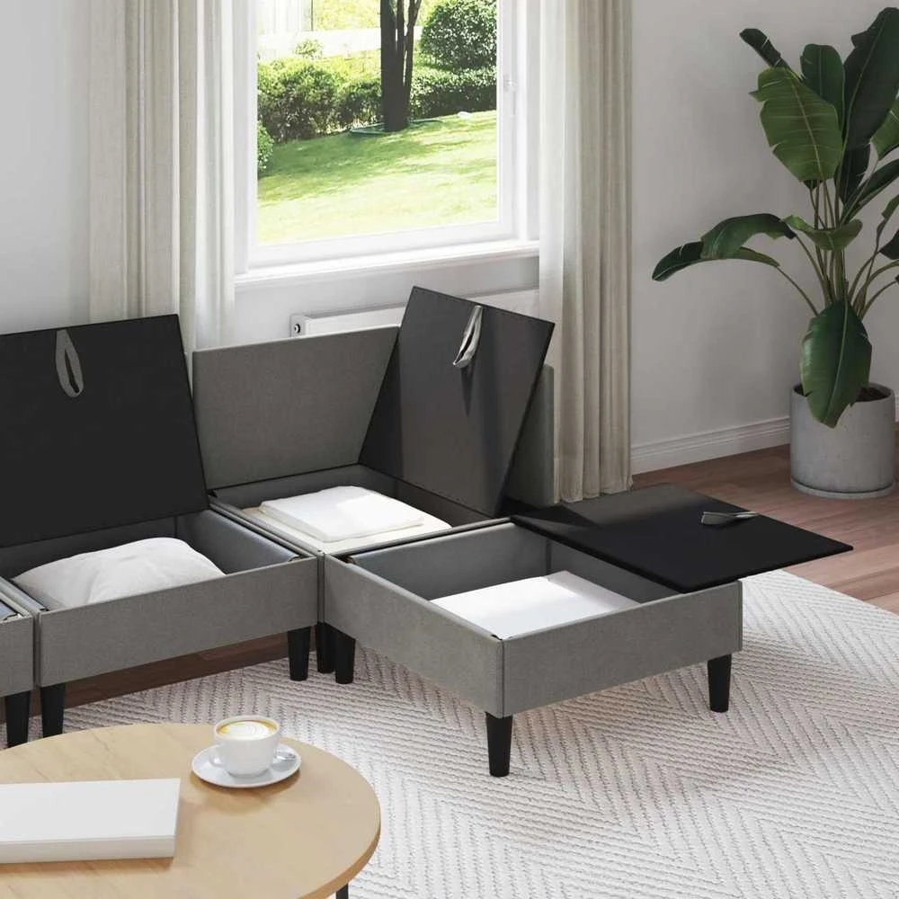 Sofa Svetainės baldų komplektas 4 vnt. Tamsiai pilka Audinys