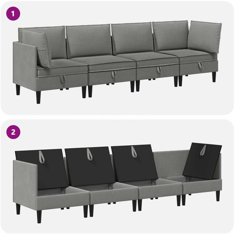 Sofa Svetainės baldų komplektas 4 vnt. Tamsiai pilka Audinys