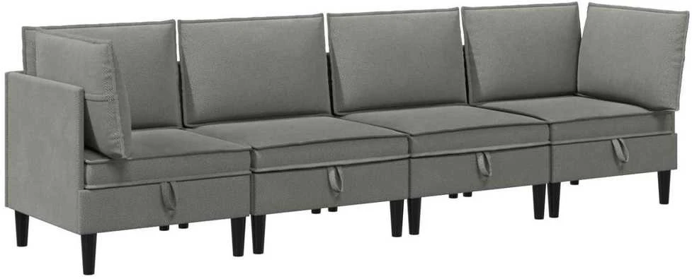 Sofa Svetainės baldų komplektas 4 vnt. Tamsiai pilka Audinys