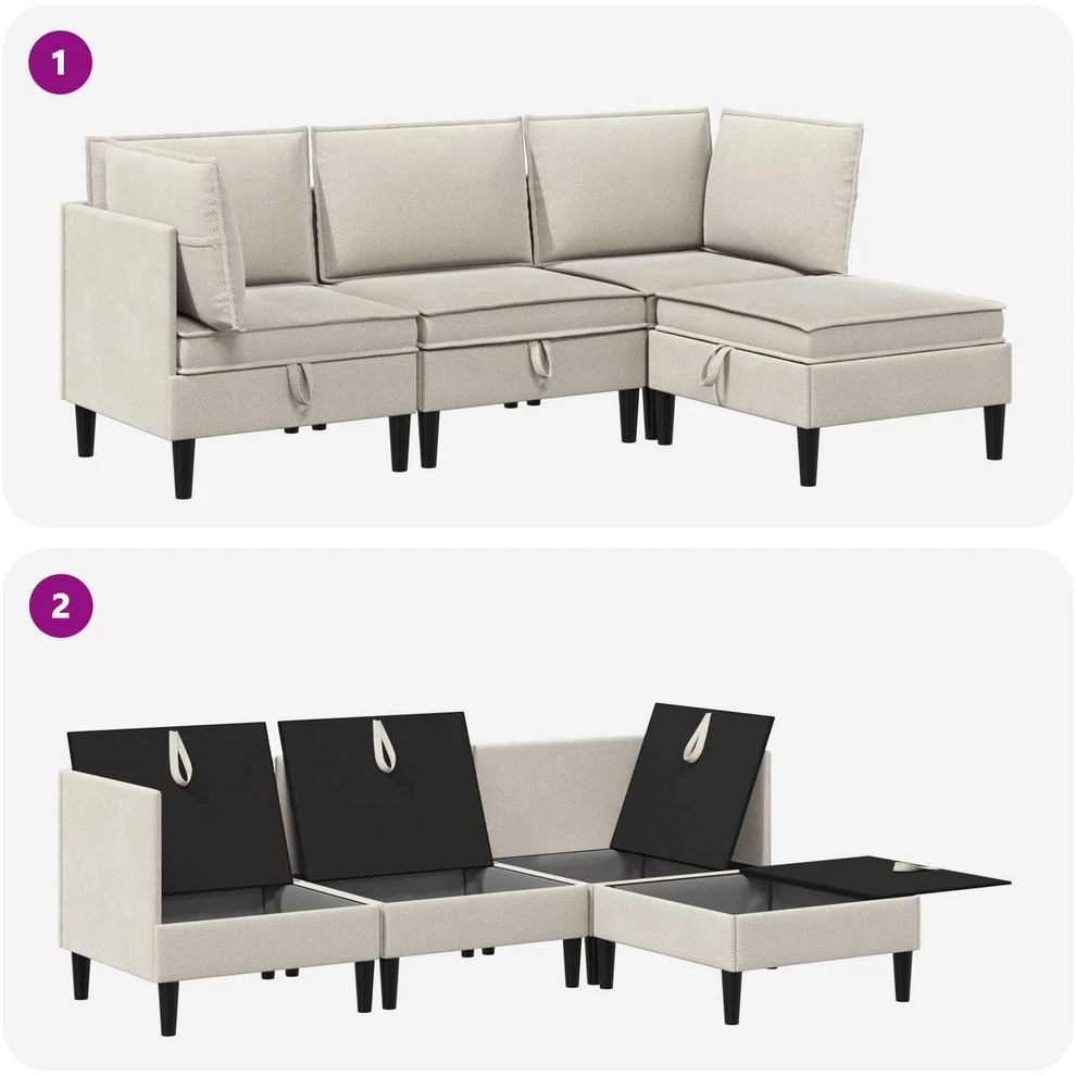 Sofa Svetainės baldų komplektas 4 vnt. Avižinė Audinys