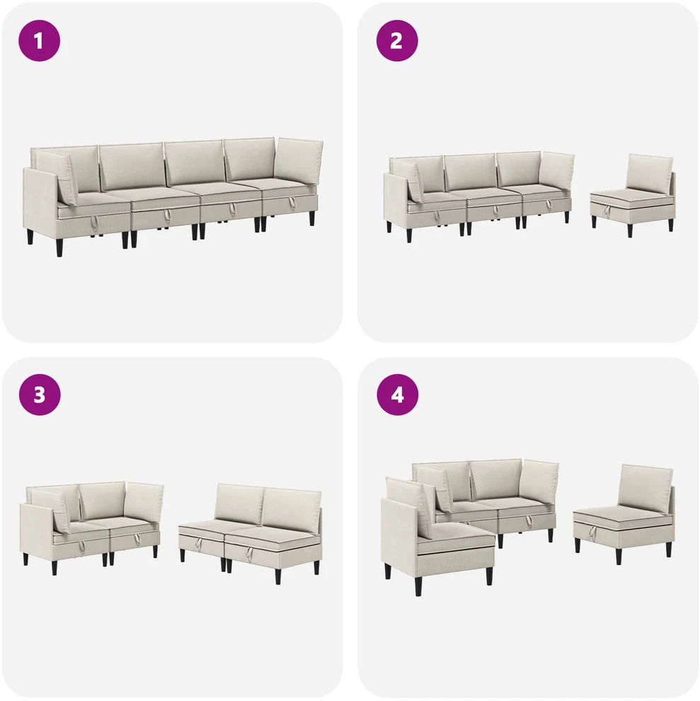 Sofa Svetainės baldų komplektas 4 vnt. Avižinė Audinys