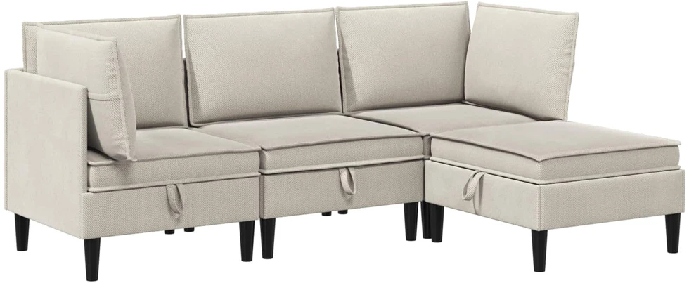 Sofa Svetainės baldų komplektas 4 vnt. Avižinė Audinys