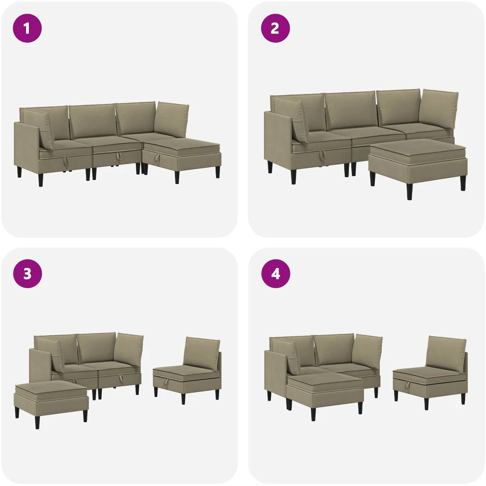 Sofa Svetainės baldų komplektas 4 vnt. Chaki Audinys