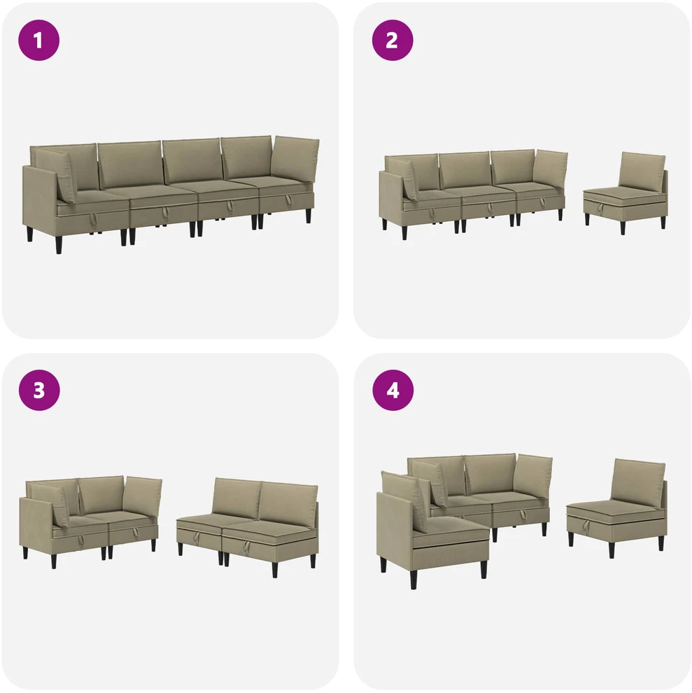 Sofa Svetainės baldų komplektas 4 vnt. Chaki Audinys