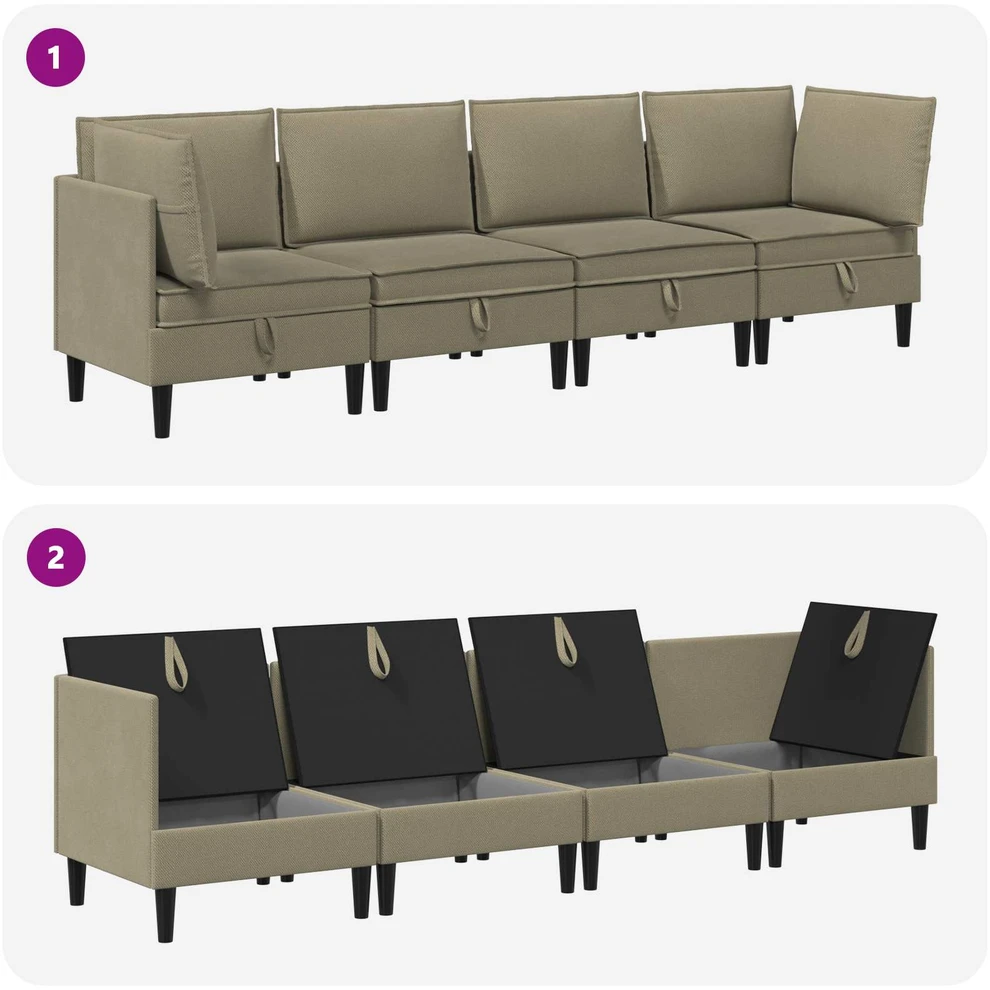 Sofa Svetainės baldų komplektas 4 vnt. Chaki Audinys