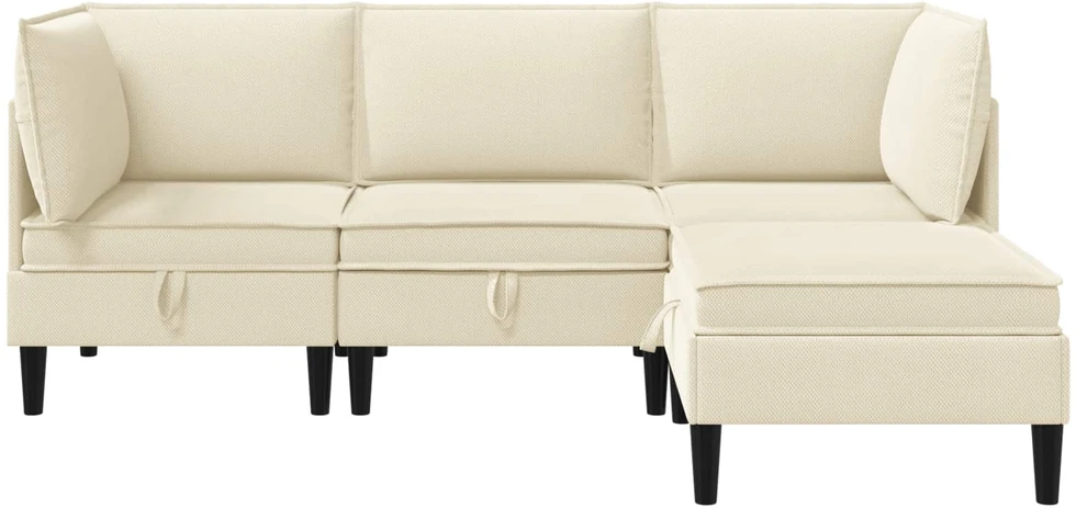 Sofa Svetainės baldų komplektas 4 vnt. Kreminė Audinys