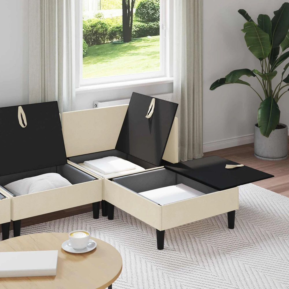 Sofa Svetainės baldų komplektas 4 vnt. Kreminė Audinys