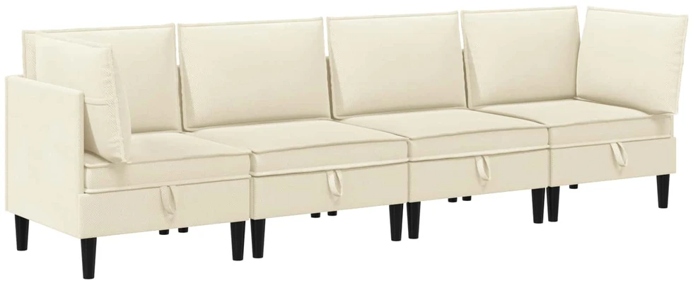 Sofa Svetainės baldų komplektas 4 vnt. Kreminė Audinys