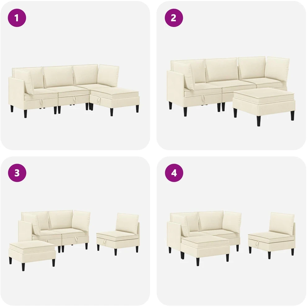Sofa Svetainės baldų komplektas 4 vnt. Kreminė Audinys