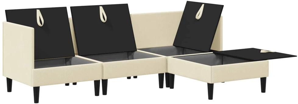 Sofa Svetainės baldų komplektas 4 vnt. Kreminė Audinys