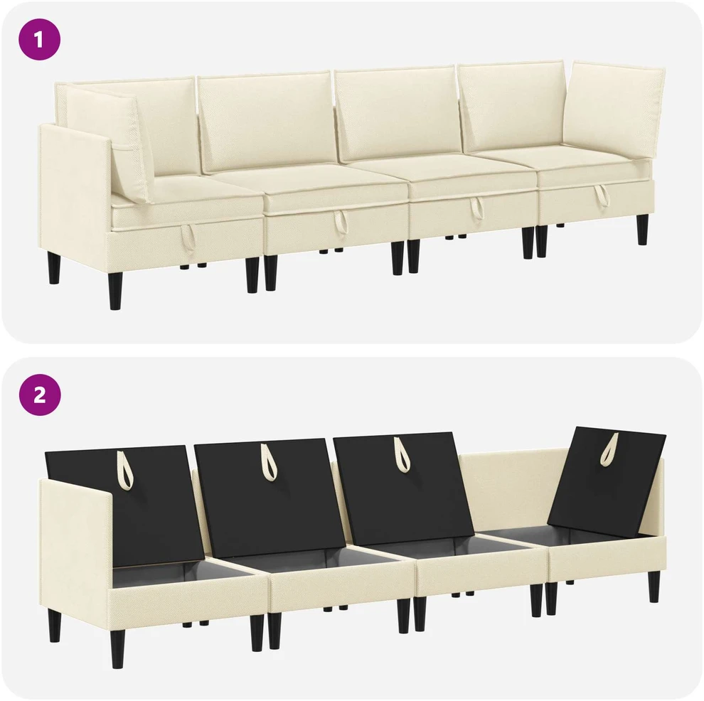 Sofa Svetainės baldų komplektas 4 vnt. Kreminė Audinys