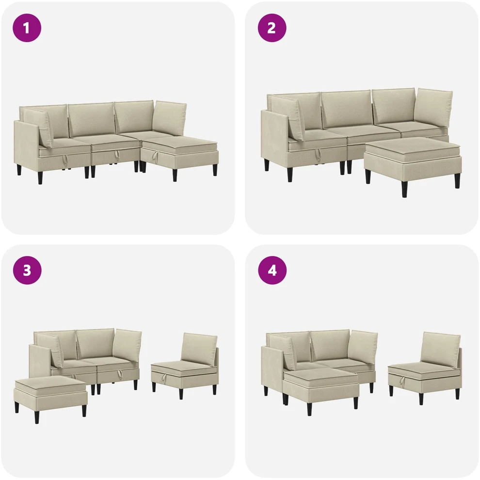 Sofa Svetainės baldų komplektas 4 vnt. Smėlio Audinys