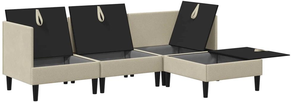 Sofa Svetainės baldų komplektas 4 vnt. Smėlio Audinys