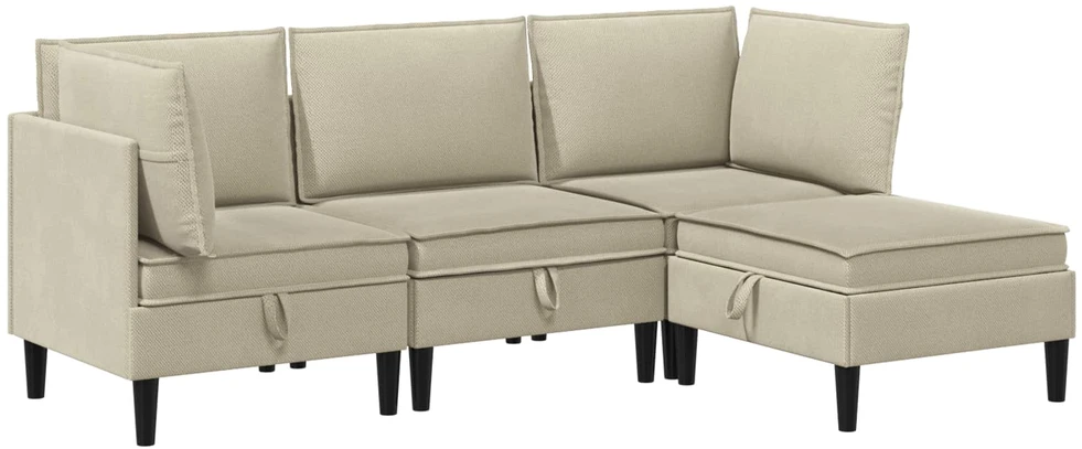Sofa Svetainės baldų komplektas 4 vnt. Smėlio Audinys