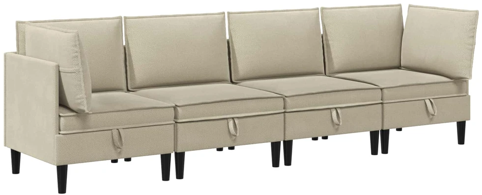 Sofa Svetainės baldų komplektas 4 vnt. Smėlio Audinys