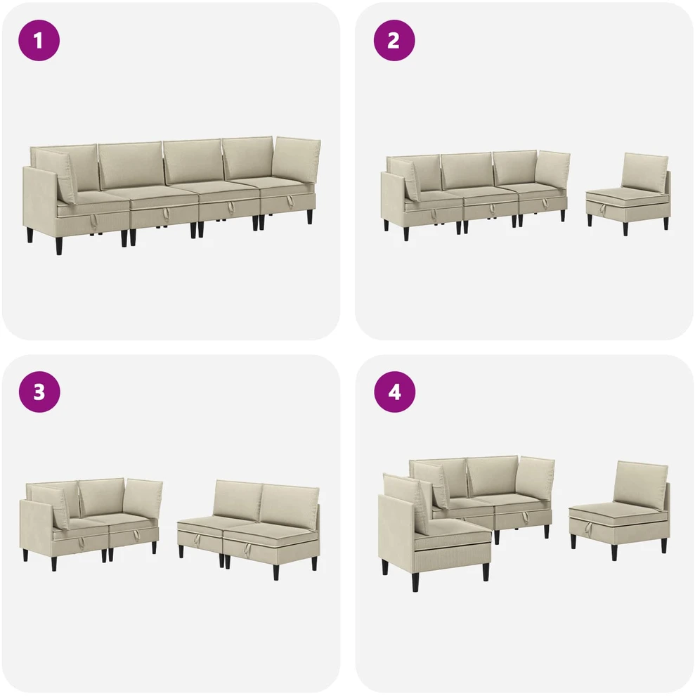 Sofa Svetainės baldų komplektas 4 vnt. Smėlio Audinys