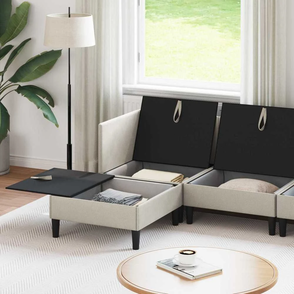 Sofa Svetainės baldų komplektas 5 vnt. Avižinė Audinys