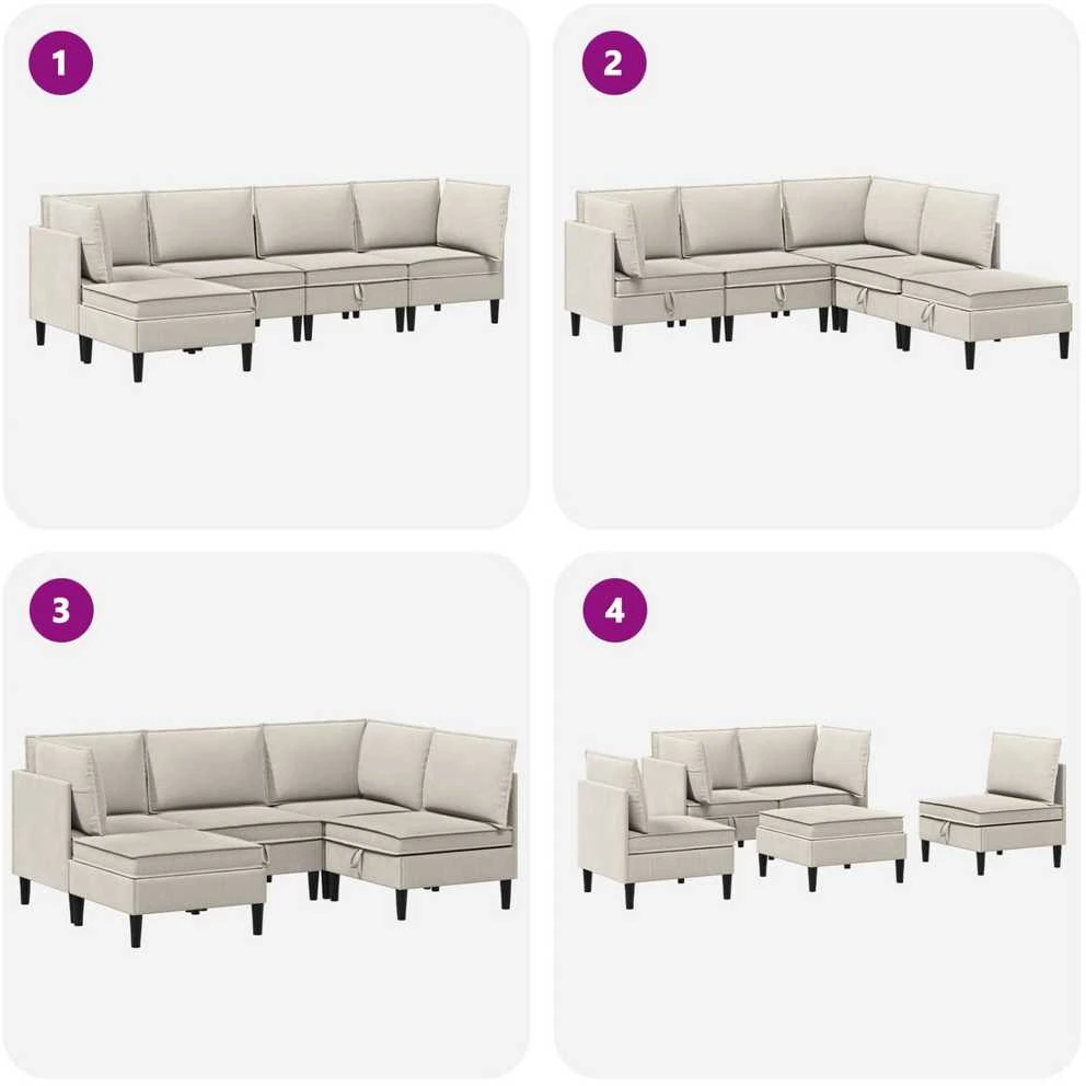 Sofa Svetainės baldų komplektas 5 vnt. Avižinė Audinys