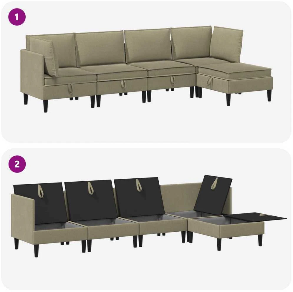 Sofa Svetainės baldų komplektas 5 vnt. Chaki Audinys