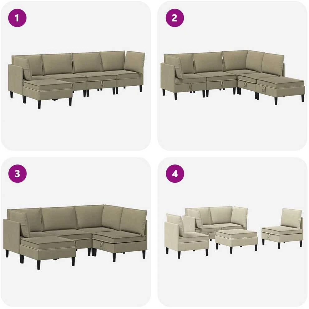 Sofa Svetainės baldų komplektas 5 vnt. Chaki Audinys