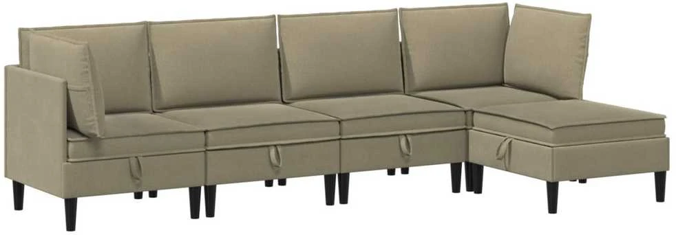 Sofa Svetainės baldų komplektas 5 vnt. Chaki Audinys