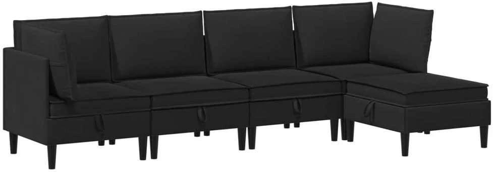 Sofa Svetainės baldų komplektas 5 vnt. Juoda Audinys