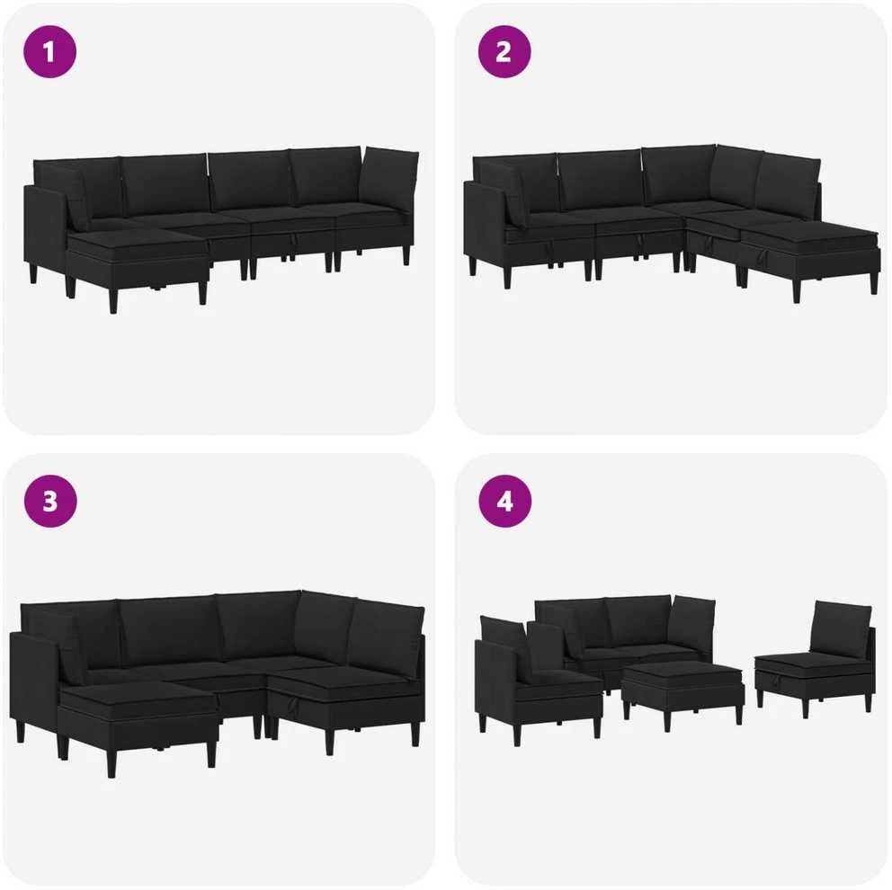 Sofa Svetainės baldų komplektas 5 vnt. Juoda Audinys