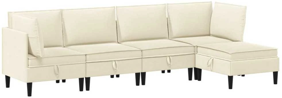 Sofa Svetainės baldų komplektas 5 vnt. Kreminė Audinys