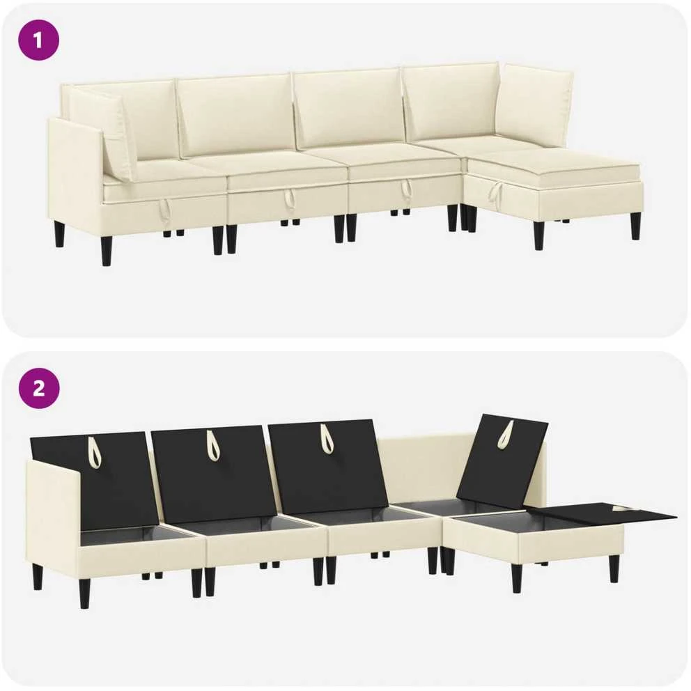 Sofa Svetainės baldų komplektas 5 vnt. Kreminė Audinys