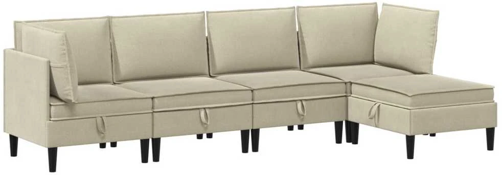 Sofa Svetainės baldų komplektas 5 vnt. Smėlio Audinys