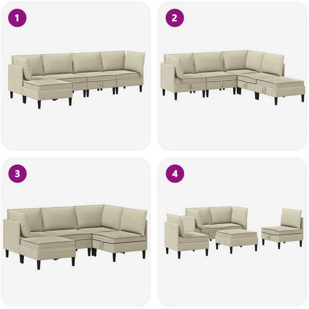 Sofa Svetainės baldų komplektas 5 vnt. Smėlio Audinys