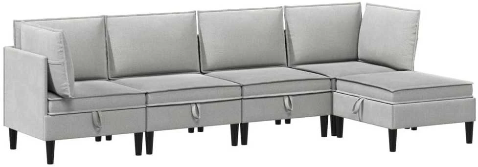 Sofa Svetainės baldų komplektas 5 vnt. Šviesiai pilka Audinys
