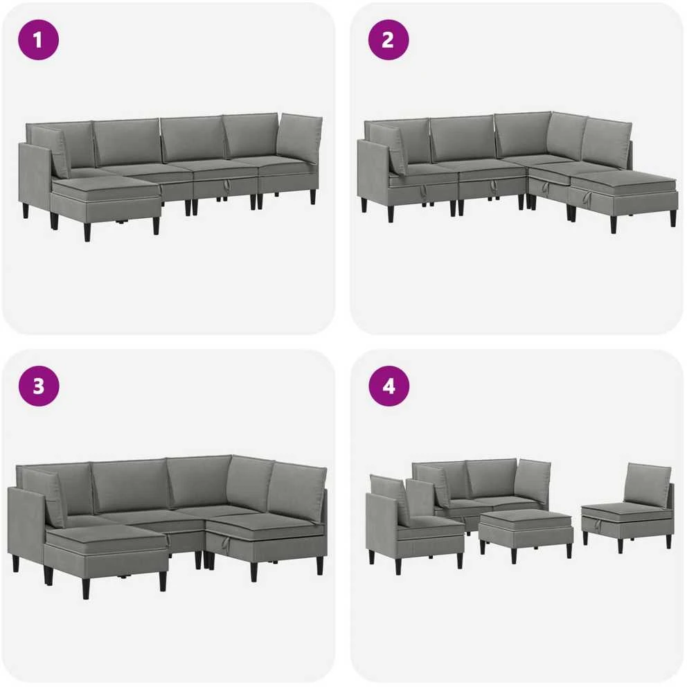 Sofa Svetainės baldų komplektas 5 vnt. Tamsiai pilka Audinys
