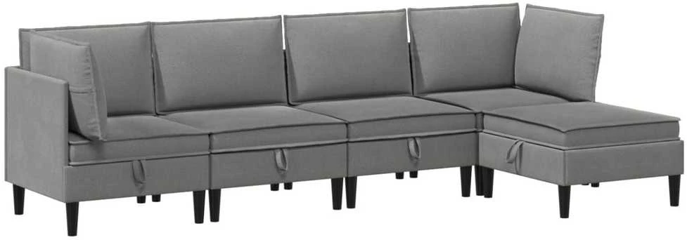 Sofa Svetainės baldų komplektas 5 vnt. Tamsiai pilka Audinys