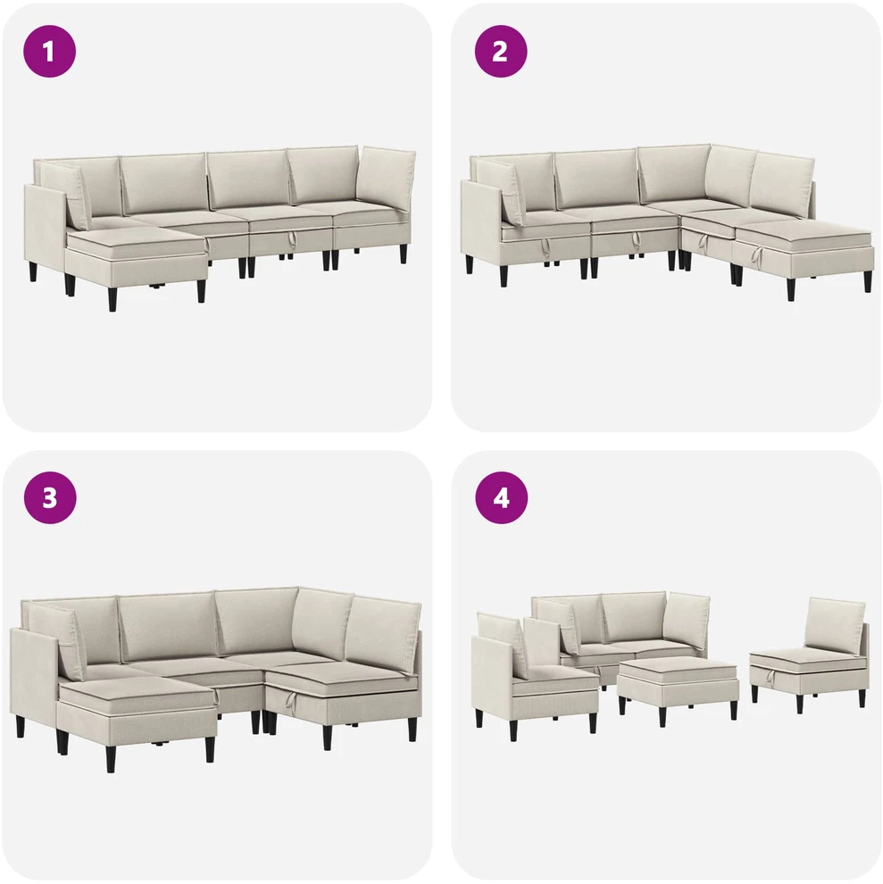 Sofa Svetainės baldų komplektas 5 vnt. Avižinė Audinys