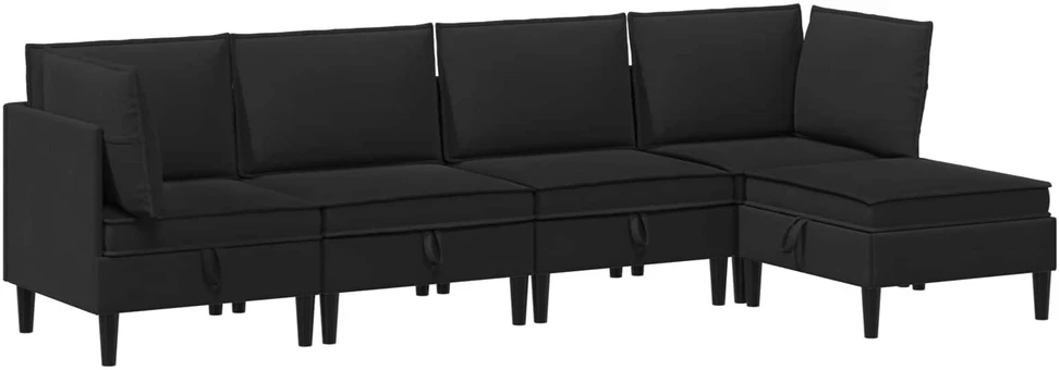 Sofa Svetainės baldų komplektas 5 vnt. Juoda Audinys