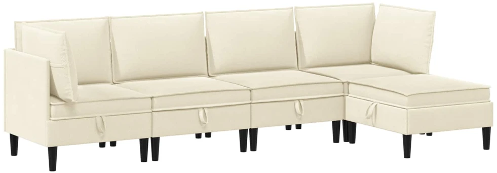 Sofa Svetainės baldų komplektas 5 vnt. Kreminė Audinys