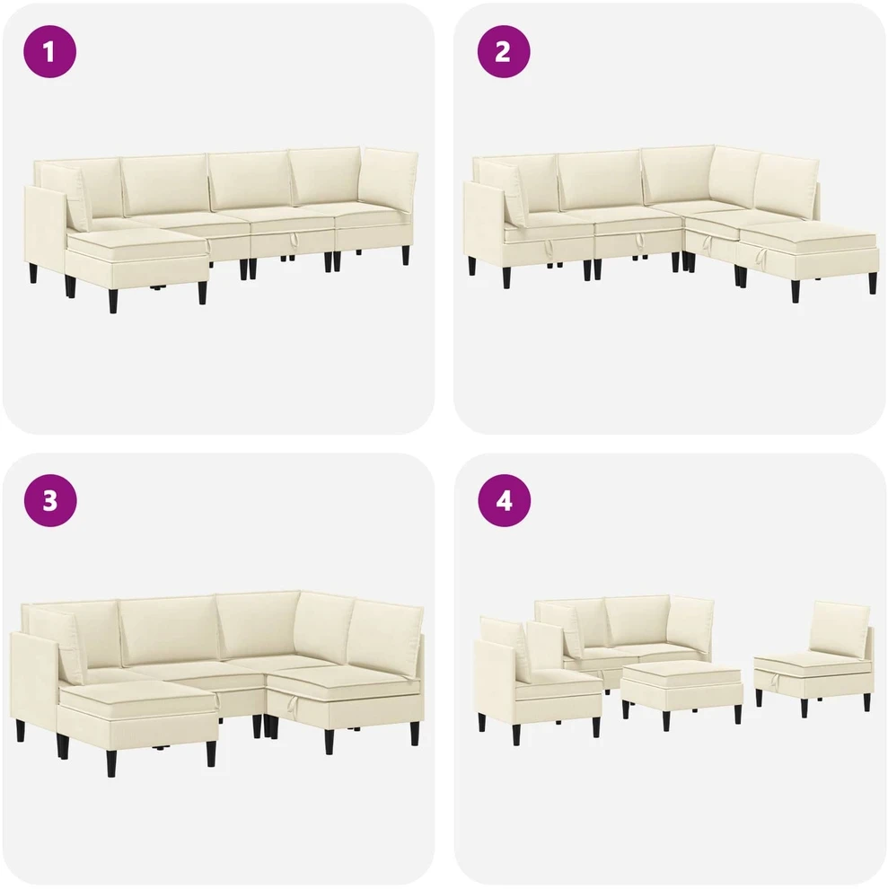 Sofa Svetainės baldų komplektas 5 vnt. Kreminė Audinys