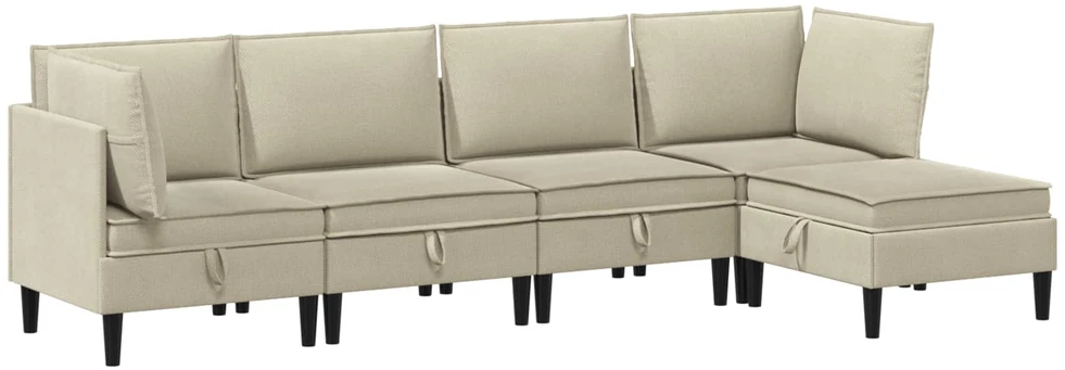 Sofa Svetainės baldų komplektas 5 vnt. Smėlio Audinys