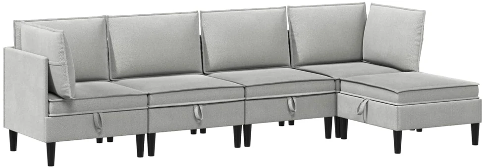 Sofa Svetainės baldų komplektas 5 vnt. Šviesiai pilka Audinys