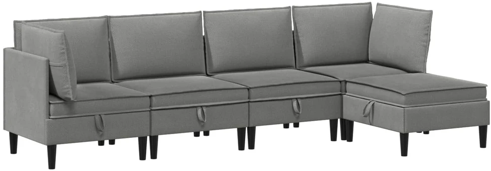 Sofa Svetainės baldų komplektas 5 vnt. Tamsiai pilka Audinys