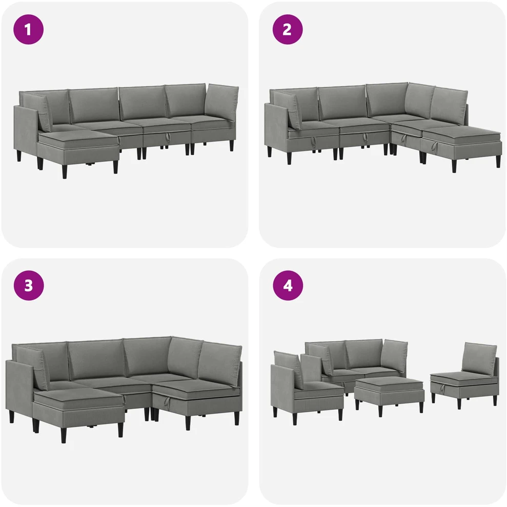 Sofa Svetainės baldų komplektas 5 vnt. Tamsiai pilka Audinys