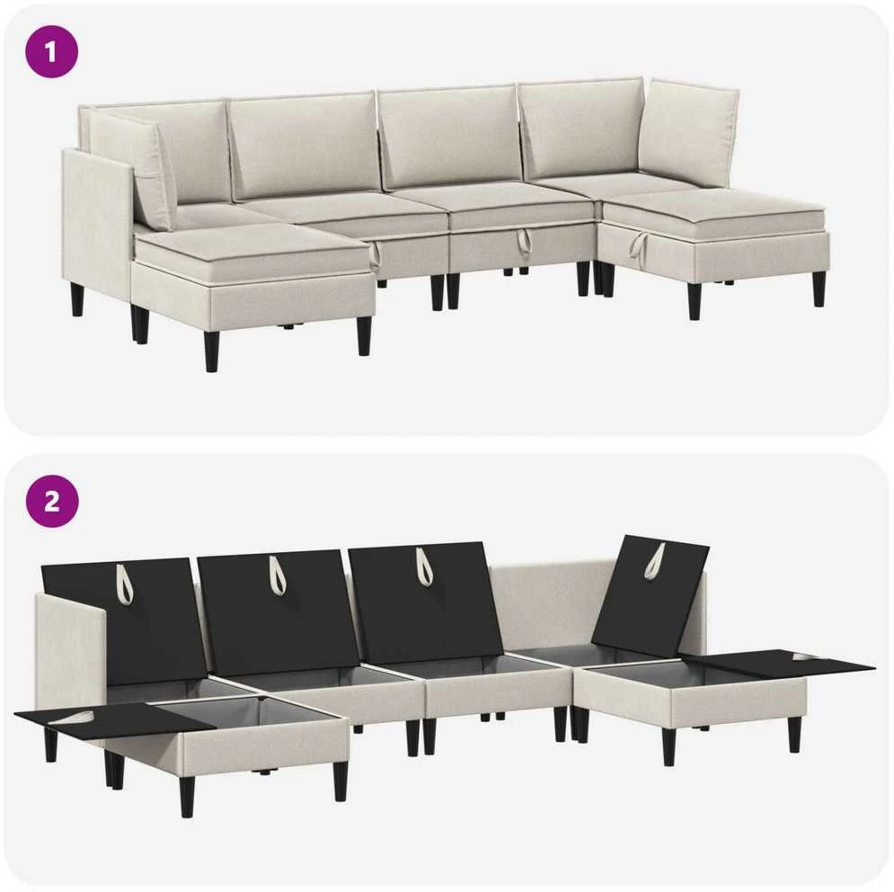 Sofa Svetainės baldų komplektas 6 vnt. Avižinė Audinys