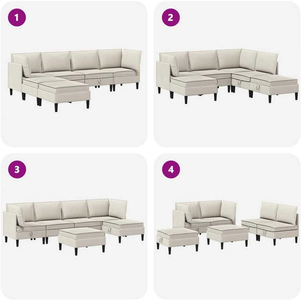 Sofa Svetainės baldų komplektas 6 vnt. Avižinė Audinys