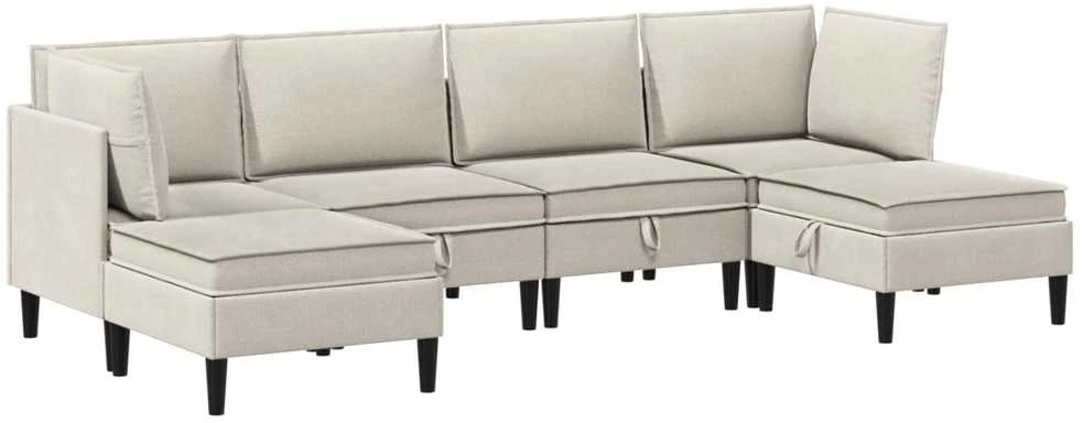 Sofa Svetainės baldų komplektas 6 vnt. Avižinė Audinys
