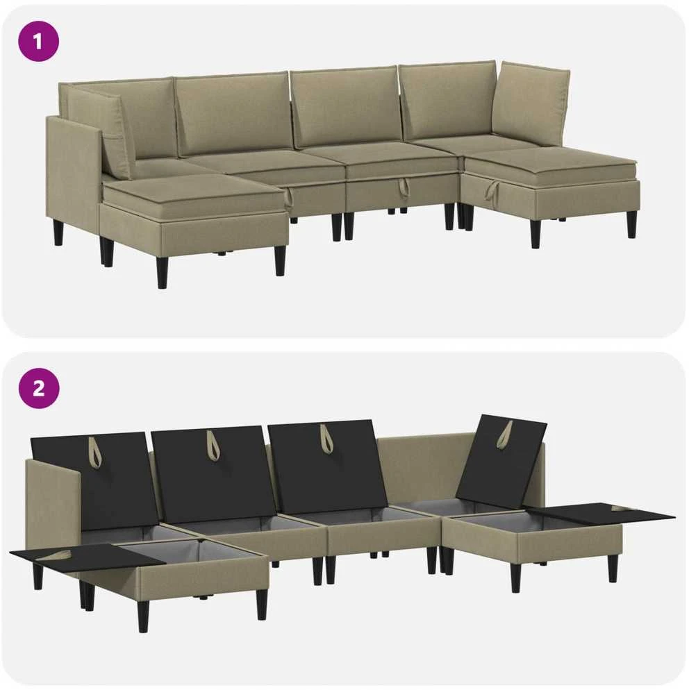 Sofa Svetainės baldų komplektas 6 vnt. Chaki Audinys