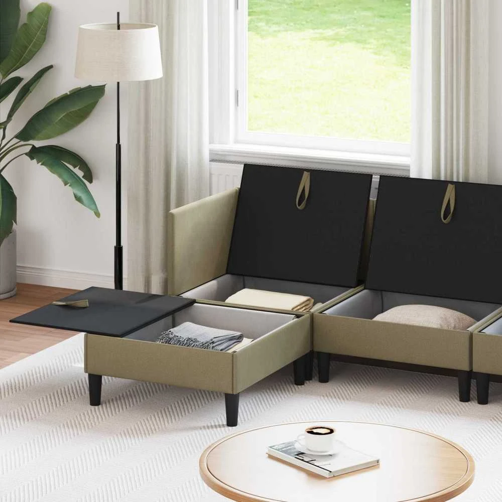 Sofa Svetainės baldų komplektas 6 vnt. Chaki Audinys