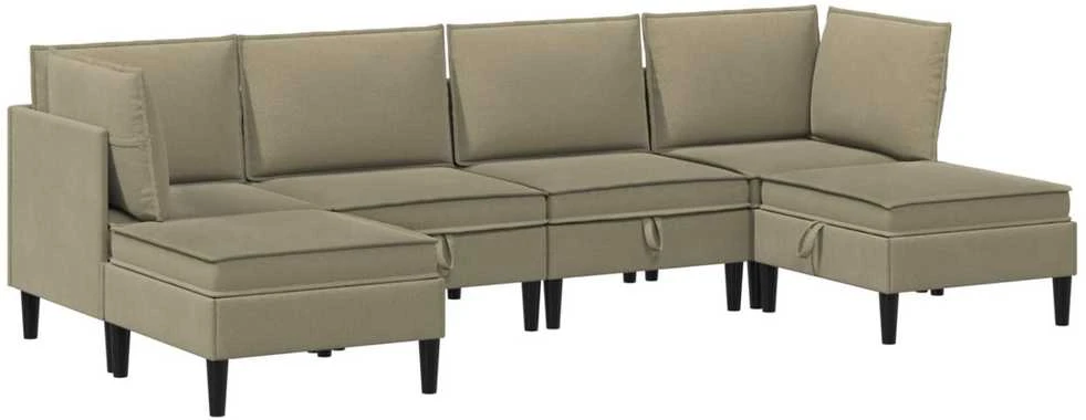 Sofa Svetainės baldų komplektas 6 vnt. Chaki Audinys